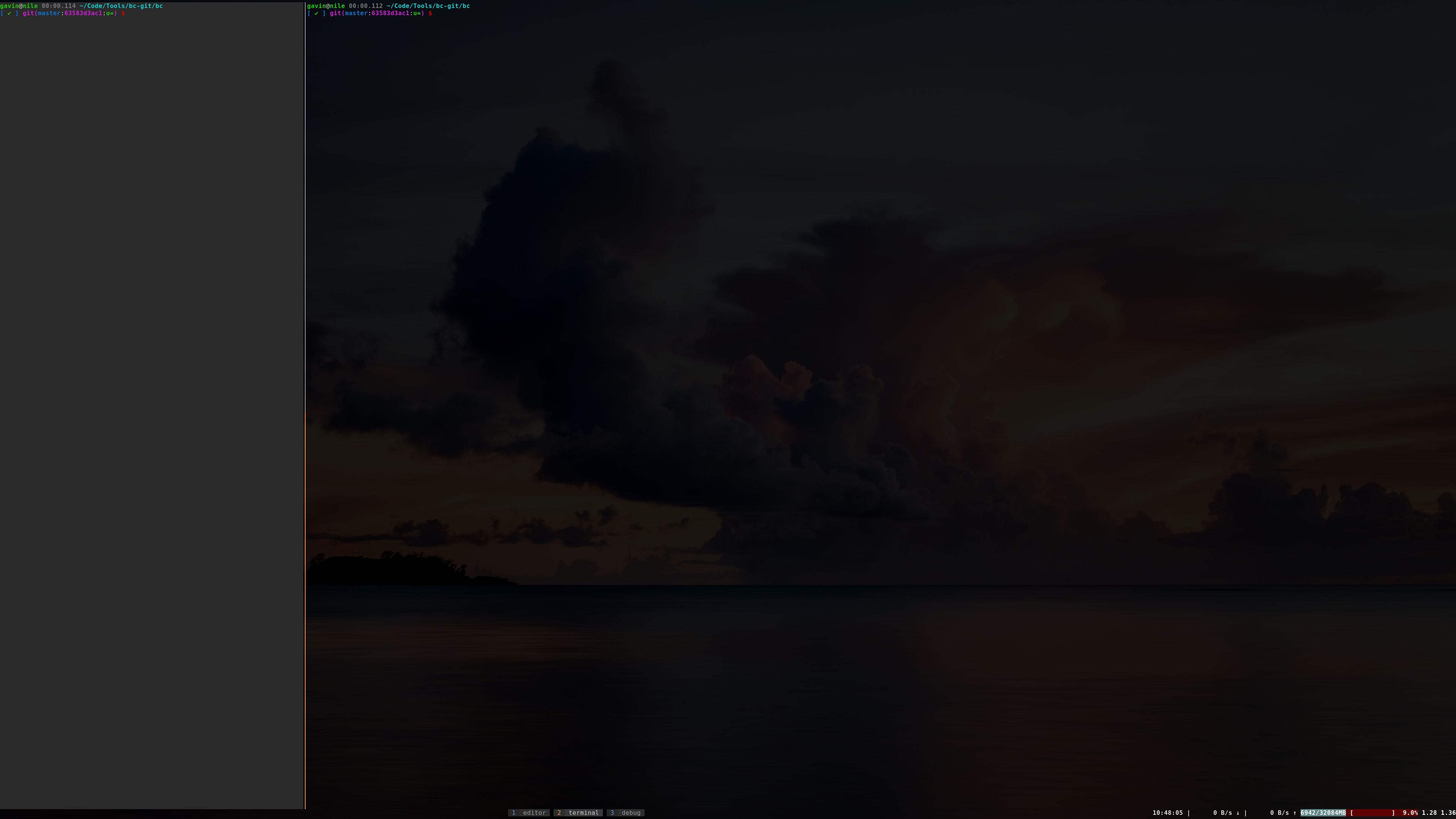 After switching to my tmux terminal window.